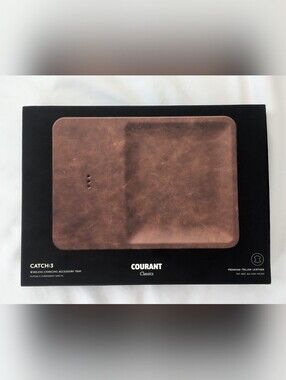 COURANT Classics CATCH:3 Brown Leather Wireless Charging Station Accessory Tray